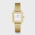 Gracieuse Petite Watch Steel, Glass Pearls, White, Gold Colour