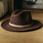 handwoven brown raffia palm hat