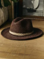 handwoven brown raffia palm hat