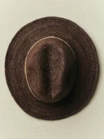 handwoven brown raffia palm hat - Image 3