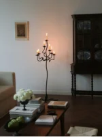 Hand Forged Iron Floor Candelabra - Image 2