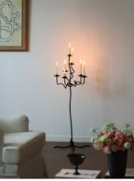Hand Forged Iron Floor Candelabra - Image 3