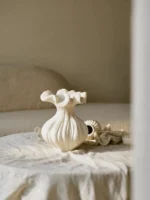 Sculptural Sand Texture Ivory Vase - Image 3