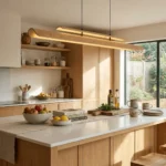 Two Tier Wood Linear Pendant Light - Image 2
