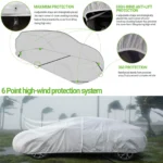 Hyvek All Weather Waterproof Car Cover Breathable and UV Protection with Ventilation Window and Door Zipper - Image 3