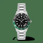 Iconic GMT Link Black Green Ceramic Bezel Silver