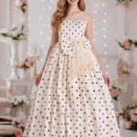 Illusion Round Neck Polka Dot Chiffon Flower Girl Dresses 1028585591033