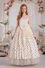 Illusion Round Neck Polka Dot Chiffon Flower Girl Dresses 1028585591033