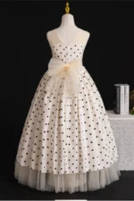 Illusion Round Neck Polka Dot Chiffon Flower Girl Dresses 1028585591033 - Image 2