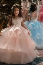 Illusion Round Sleeveless Neck Organza Floor Length Flower Girl Dresses 641380990865