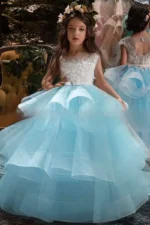 Illusion Round Sleeveless Neck Organza Floor Length Flower Girl Dresses 641380990865 - Image 2