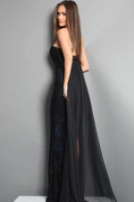 Jovani 45306 - Sequin Mesh Cape Train Evening Gown - Image 2