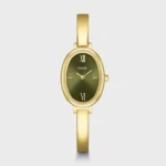L'Ovale Watch Steel, Olive, Gold Colour