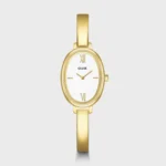 L'Ovale Watch Steel, White, Gold Colour