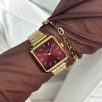 La Tétragone Watch Steel Dark Cherry, Gold Colour - Image 2
