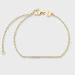 Élevé Flat Zirconia Chain Bracelet, Gold Colour