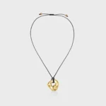 Élevé Irregular Leather Necklace, Gold Colour