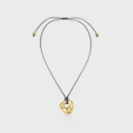 Élevé Irregular Leather Necklace, Gold Colour - Image 2