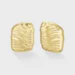 Élevé Sand Textured Earrings, Gold Colour