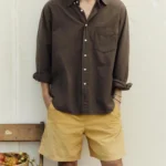 lightweight beach oxford in faded brown