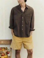 lightweight beach oxford in faded brown