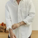 lightweight beach oxford in white