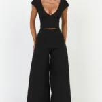Lilo Pants - High Waisted Wide Leg Pants in Black