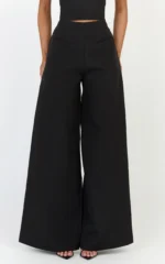 Lilo Pants - High Waisted Wide Leg Pants in Black - Image 2