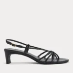Made in Italy Braided Kitten Heel | Black Leather