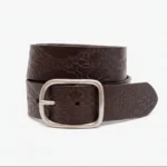 No. 288 Western Debossed Center Bar Belt, Dark Brown