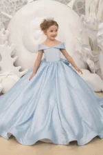 Off The Shoulder Floor Length A-Line Bow Flower Girl Dresses 668969870914