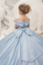 Off The Shoulder Floor Length A-Line Bow Flower Girl Dresses 668969870914 - Image 2
