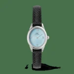 Ophelia Mini Black Lizard Ice Blue Guilloché Silver