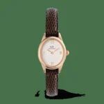 Ophelia Mini Dark Brown Lizard White Guilloché Rose Gold