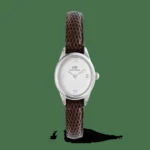 Ophelia Mini Dark Brown Lizard White Guilloché Silver