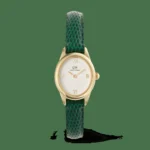 Ophelia Mini Green Lizard White Guilloché Gold