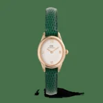 Ophelia Mini Green Lizard White Guilloché Rose Gold