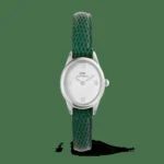 Ophelia Mini Green Lizard White Guilloché Silver