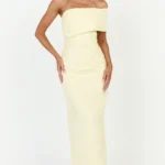 Pearce Maxi Dress - Gathered One Sleeve Bodycon Dress in Yellow