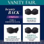Vanity Fair Women's Beauty Back Smoothing Strapless Bra, 4-Way Stretch Fabric, Lightly Lined Cups up to H