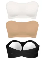 DEANGELMON Strapless Bras for Women Wireless Push Up Non-Slip Bandeau Bra Seamless Clear Straps TubeTop Padded Bralette
