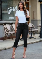 GRAPENT Pull On Jeans for Women High Waisted Skinny Capri Pants Trendy Stretch Denim Cropped Jeans Crop Jeggings Capris