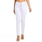 FISCLOSIN Womens High Waist Stretch Jeans 5 Button Push Up Butt Lifting Skinny Colombian Jeans - Image 3