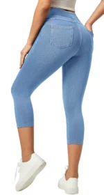 IUGA Capri Jeans for Women Stretchy Jean Capris Pull On Jeggings High Waisted Denim Capri Leggings Casual Pants with Pockets
