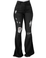 PEIHOT Vintage Bell Bottoms Flare Jeans for Women 90s High Waist Ripped Distressed Wide Leg High Rise Denim Pants - Image 2