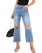 luvamia Cropped Jeans for Women Skinny Trendy High Waisted Distressed Ripped Stretchy Denim Pants Destroyed Jeggings