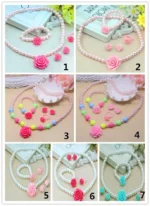 Handmade Pearl Kids Jewelry Set for Little Girls Toddler - Unique Clip On Earrings and Stretch Necklace Bracelets - Adjustable Heart Rings - Pink Bow Hair Clips - Cute Dress Up Birthday Gifts - Image 2
