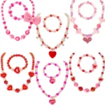 PinkSheep Kids Classic Jewelry, 6 Sets of Beaded Necklaces and Bracelets for Girls, Favors Bags for Girls Jewelry (Classic)