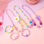 PinkSheep Kids Classic Jewelry, 6 Sets of Beaded Necklaces and Bracelets for Girls, Favors Bags for Girls Jewelry (Classic) - Image 3