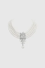 COLORFUL BLING 1920s Classic Faux Pearls Necklace Multi-Layer Strand Bracelet Dangle Earrings Set Beads Accessories Wedding Costume Party Jewelry for Women - Image 2